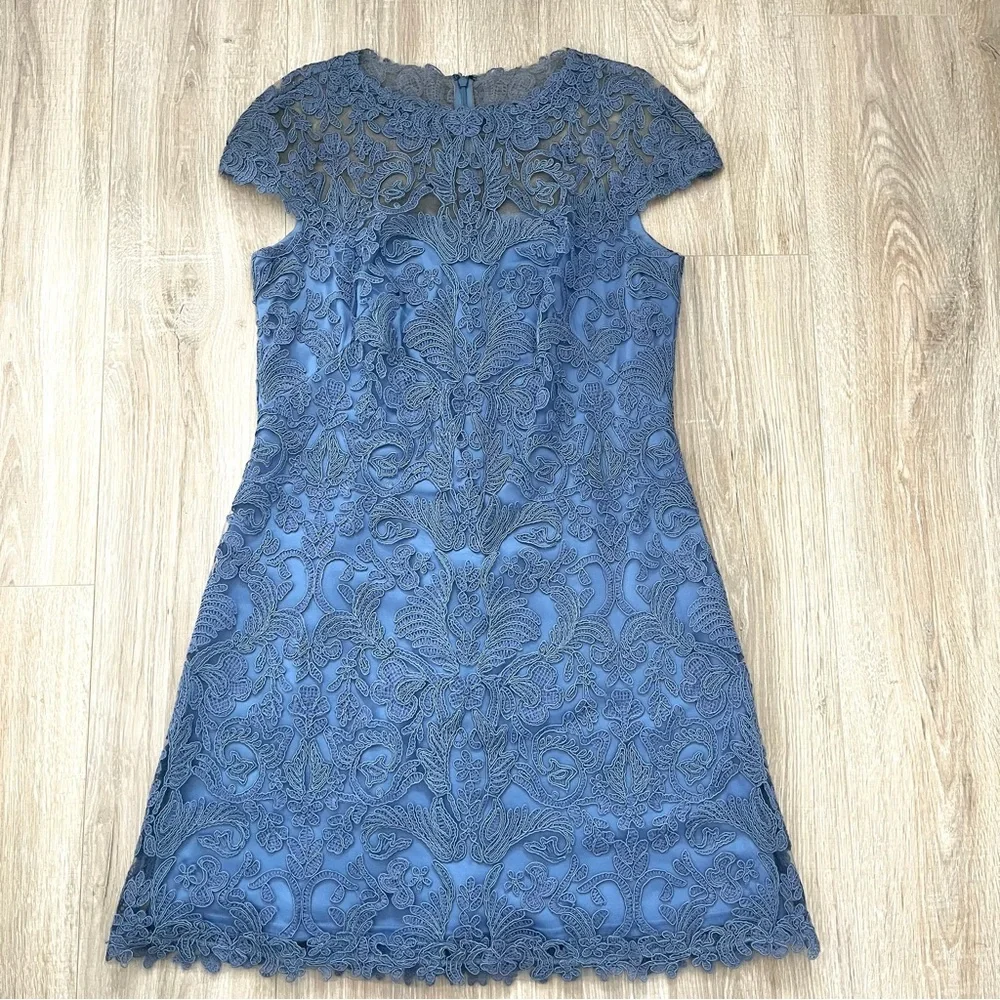 Tadashi Shoji Embroidered Sheath Dress Sz 14 - Picture 1 of 8